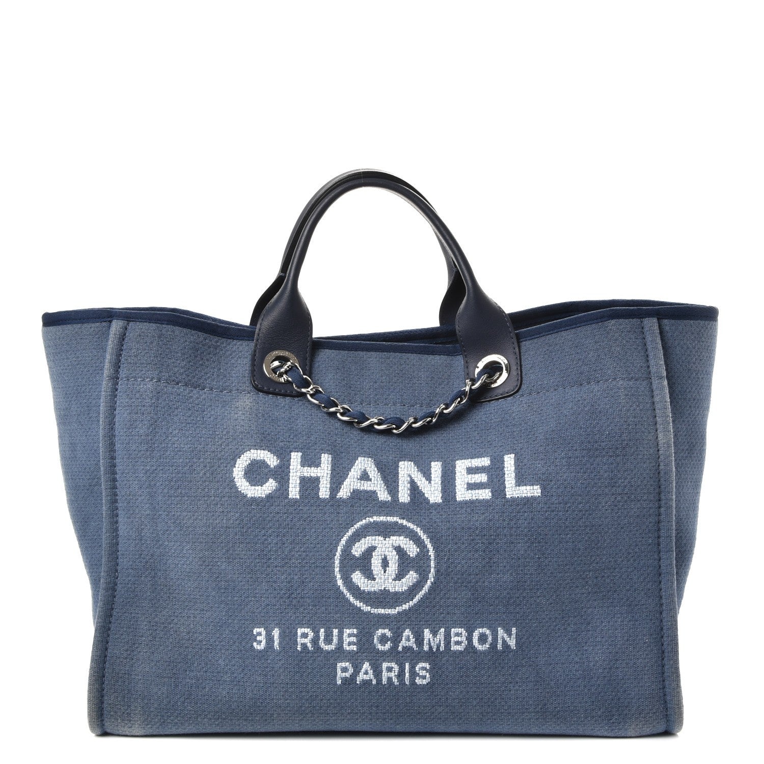 Chanel Canvas Large Deauville Tote Blue 1 of 14