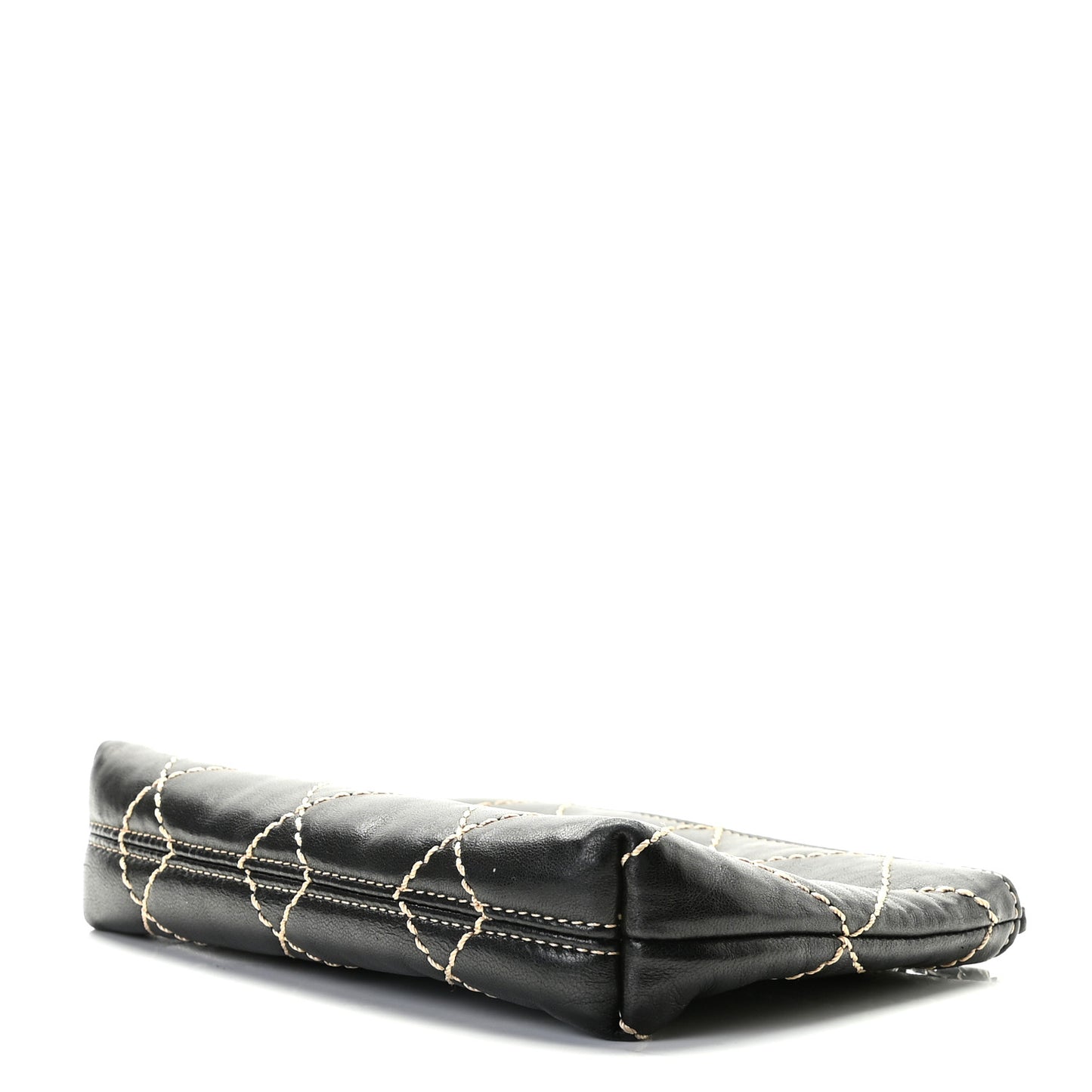 Lambskin Surpique Stitch Pochette Black