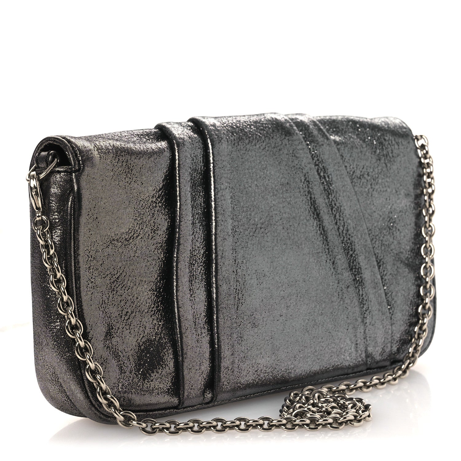 Fendi Metallic Calfskin Mia Pochette Silver 3 of 13