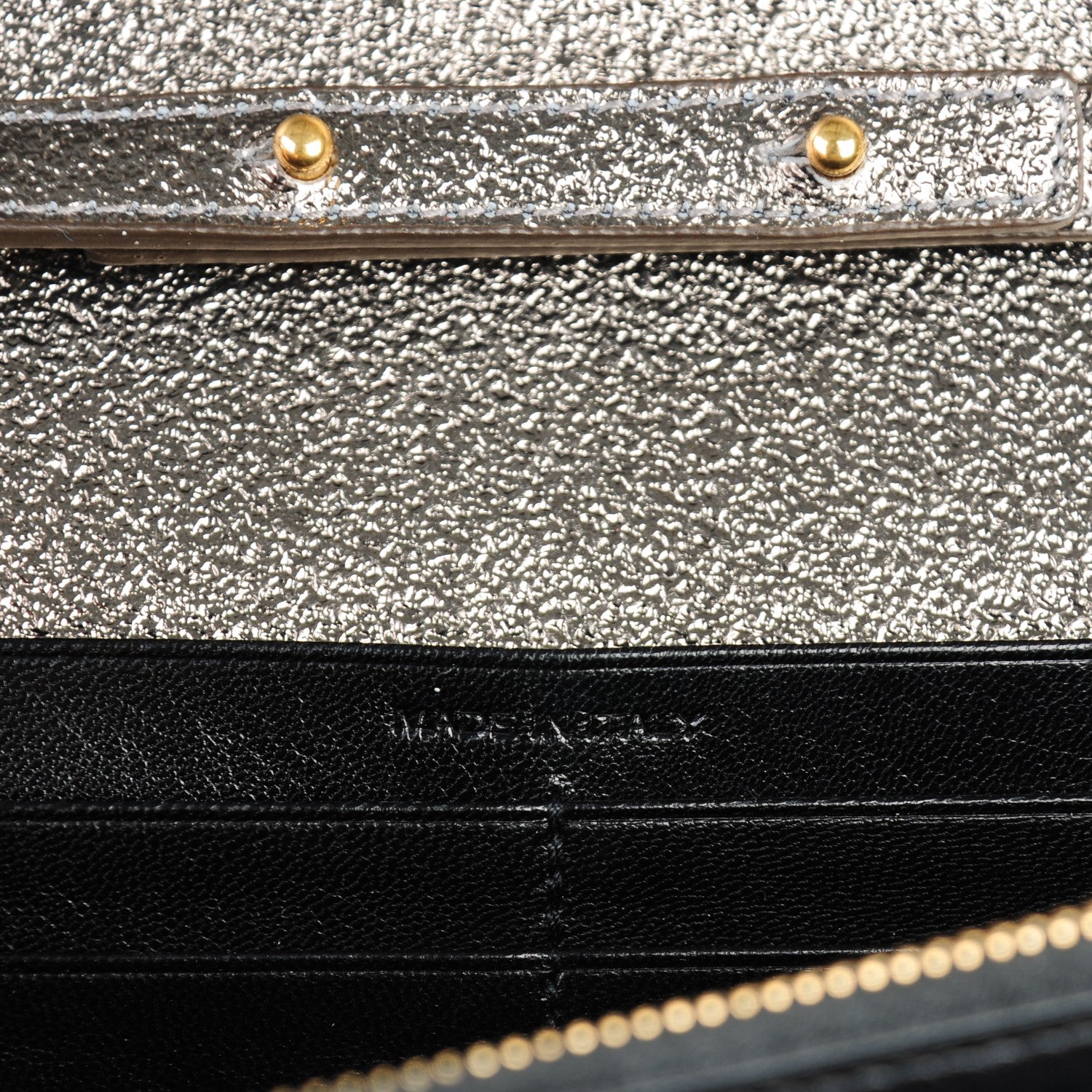 Saint Laurent Grained Metallic Calfskin Monogram Chain Wallet Bronze 7 of 8