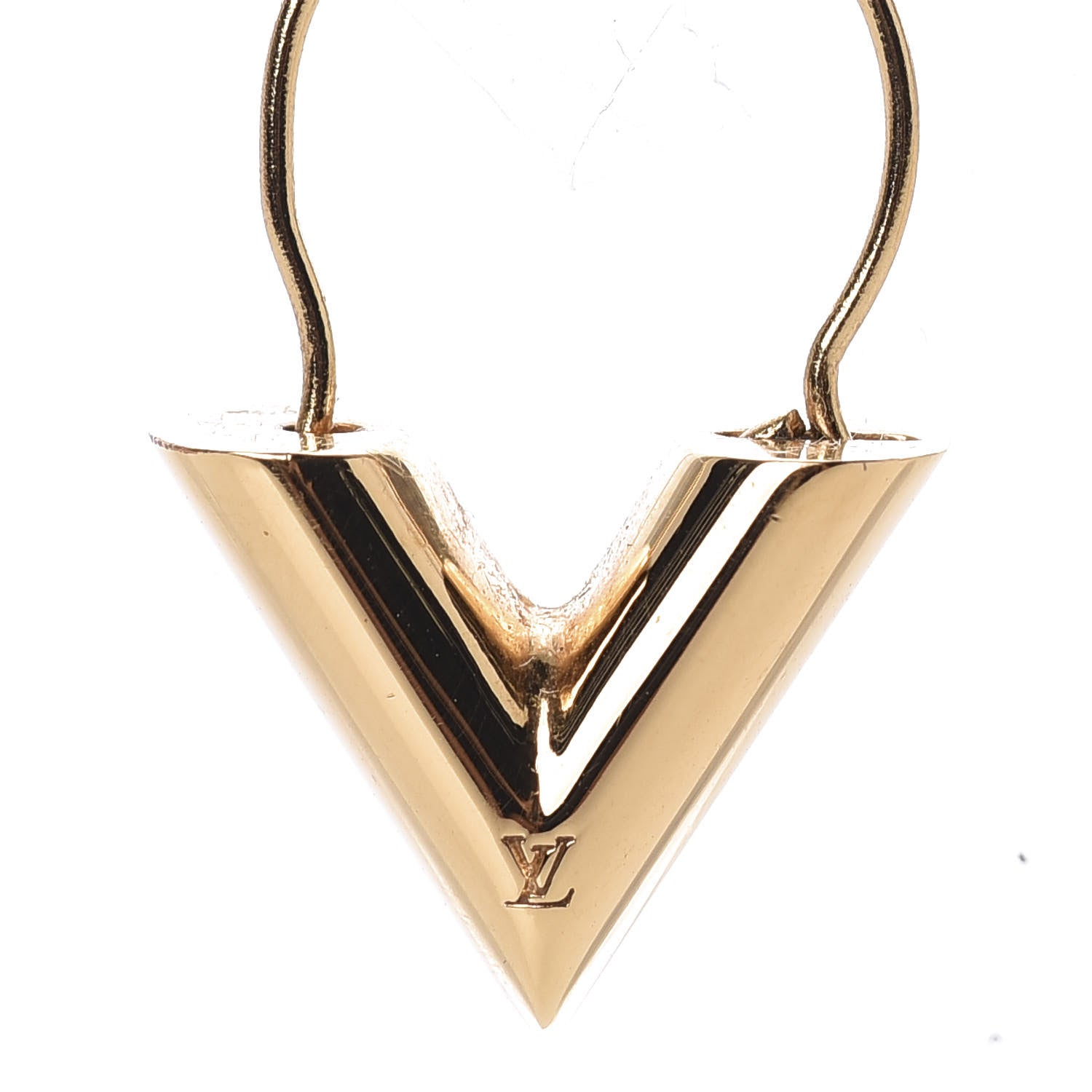 Louis Vuitton Brass Essential V Hoop Earrings Gold 4 of 4