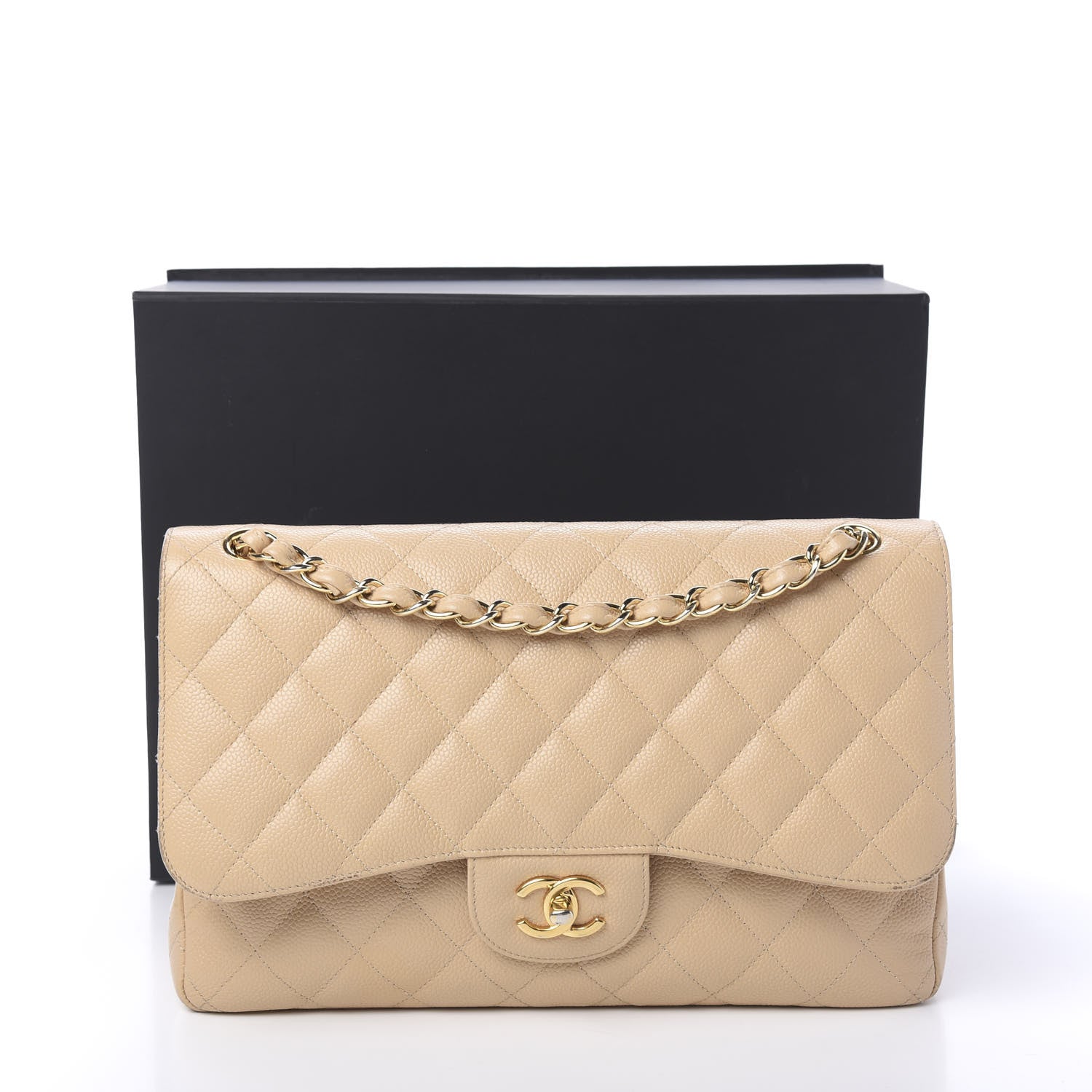 Chanel Caviar Quilted Jumbo Double Flap Light Beige 12 of 12