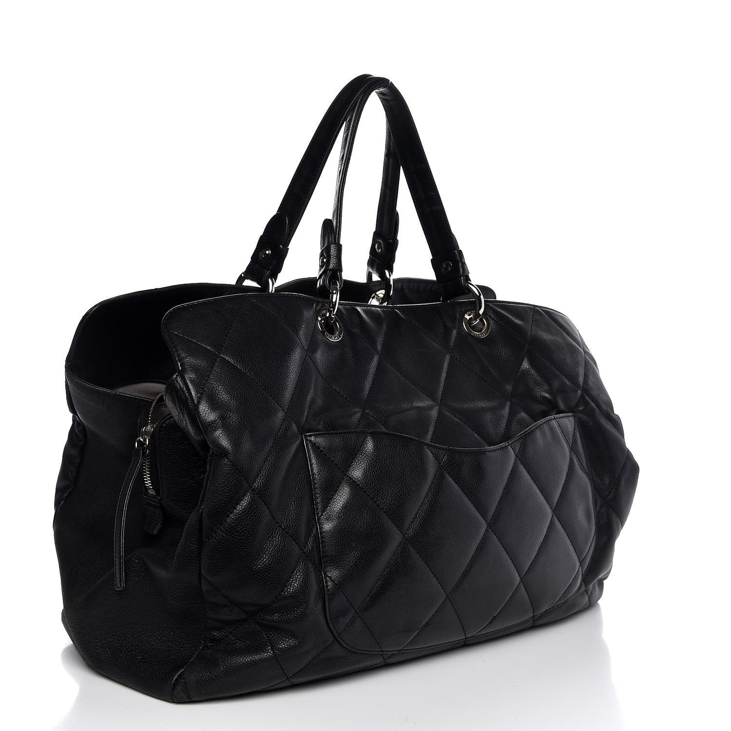 Soft Caviar Quilted Large Timeless Tote Black