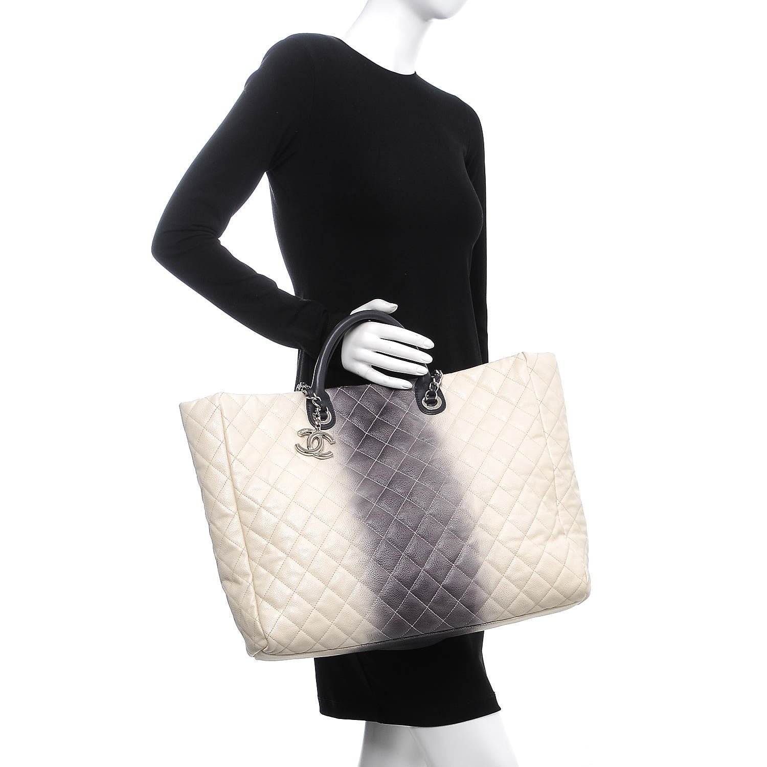 Chanel Caviar Ombre Large Shopping Tote White 3 of 8