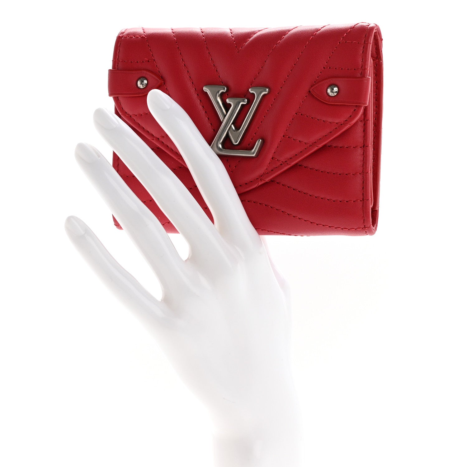 Louis Vuitton Calfskin New Wave Compact Wallet Rouge 2 of 7