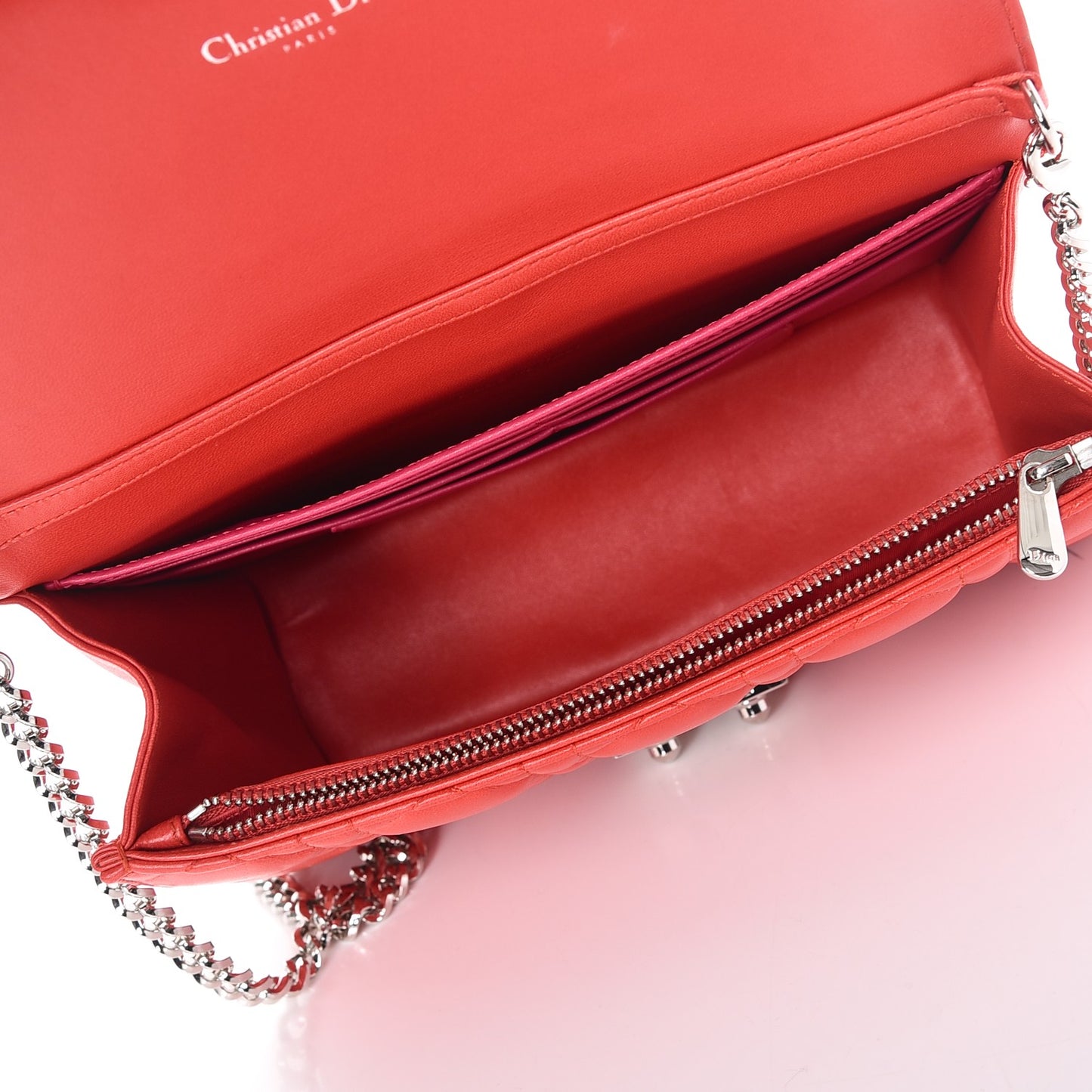 Lambskin Cannage Miss Dior Promenade Pouch Vermillion