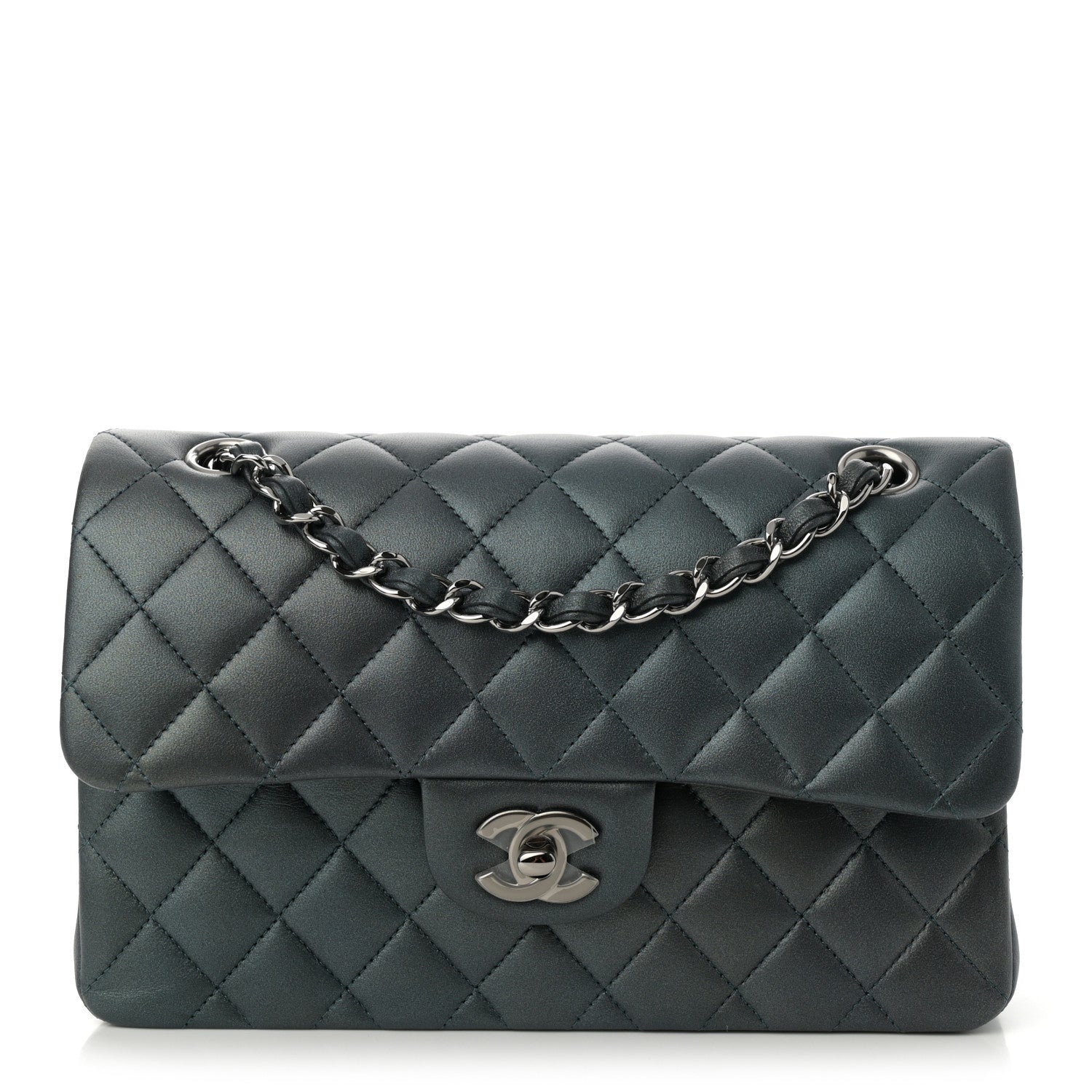 Chanel Iridescent Lambskin Quilted Small Double Flap Green 1 of 14