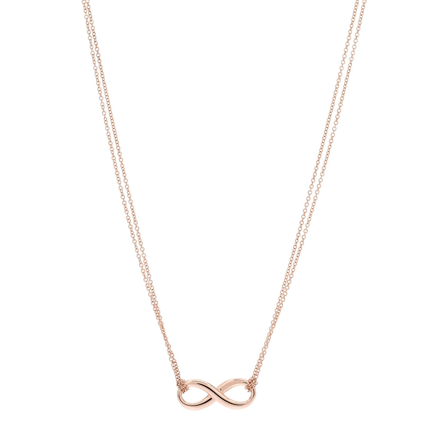 18K Rose Gold Infinity Double Chain Pendant Necklace
