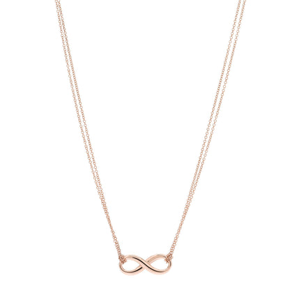 Tiffany 18K Rose Gold Infinity Double Chain Pendant Necklace 1 of 6
