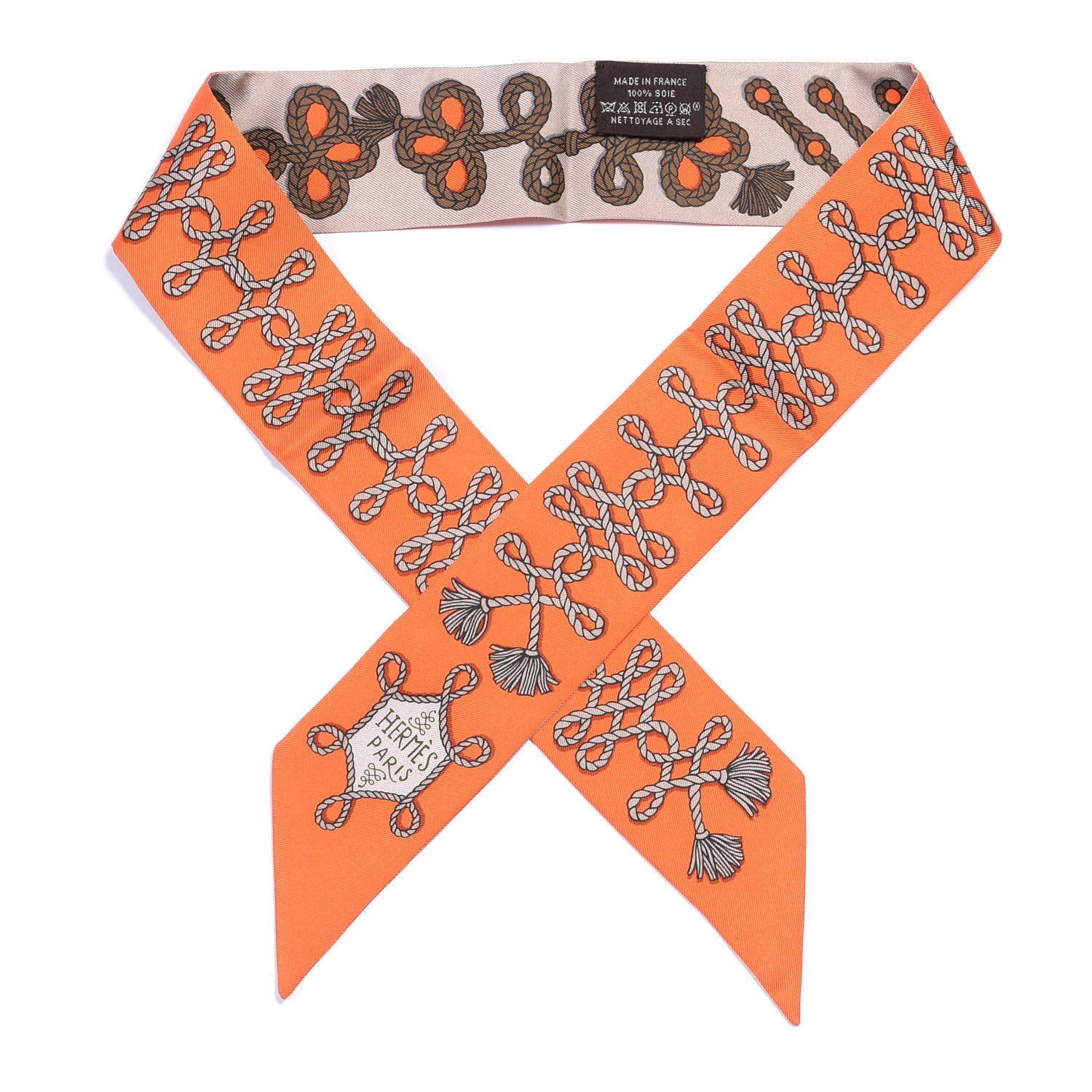 Hermes Silk Galons Et Brandebourg Twilly Orange Mastic Bronze 1 of 4