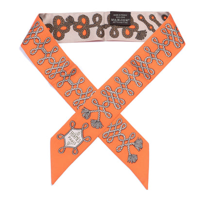 Hermes Silk Galons Et Brandebourg Twilly Orange Mastic Bronze 1 of 4