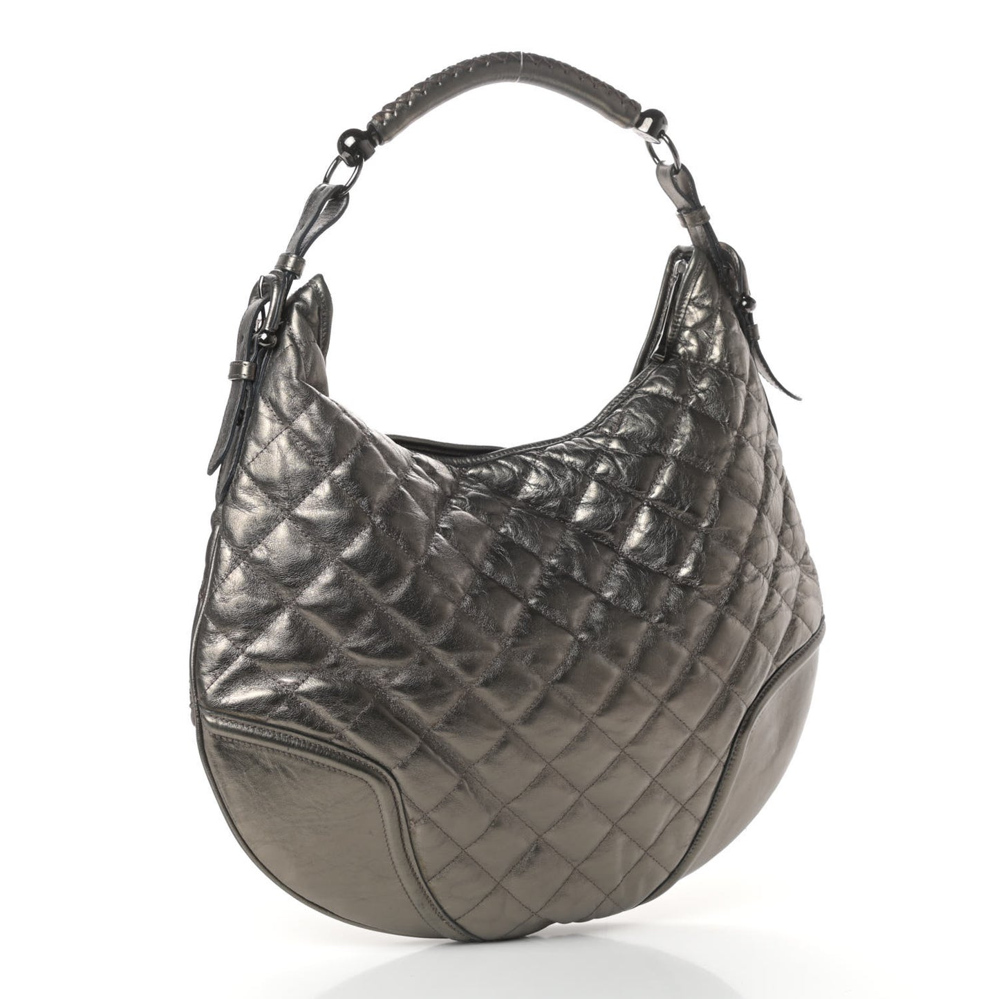 Metallic Calfskin Quilted Hoxton Hobo Nickel