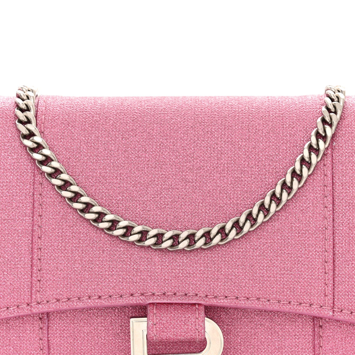 Balenciaga Sparkling Fabric XS Hourglass Wallet On Chain Sweet Pink 7 of 11