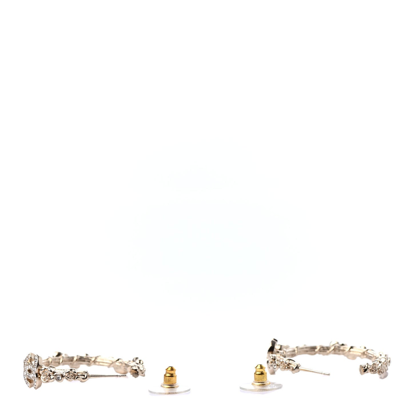 Crystal Camellia CC Hoop Earrings Gold