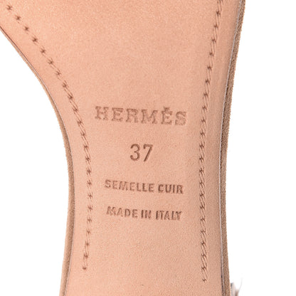 Hermes Metallic Epsom Velvet Goatskin Premiere 70 Sandals 37 Argent Beige Paille 6 of 8