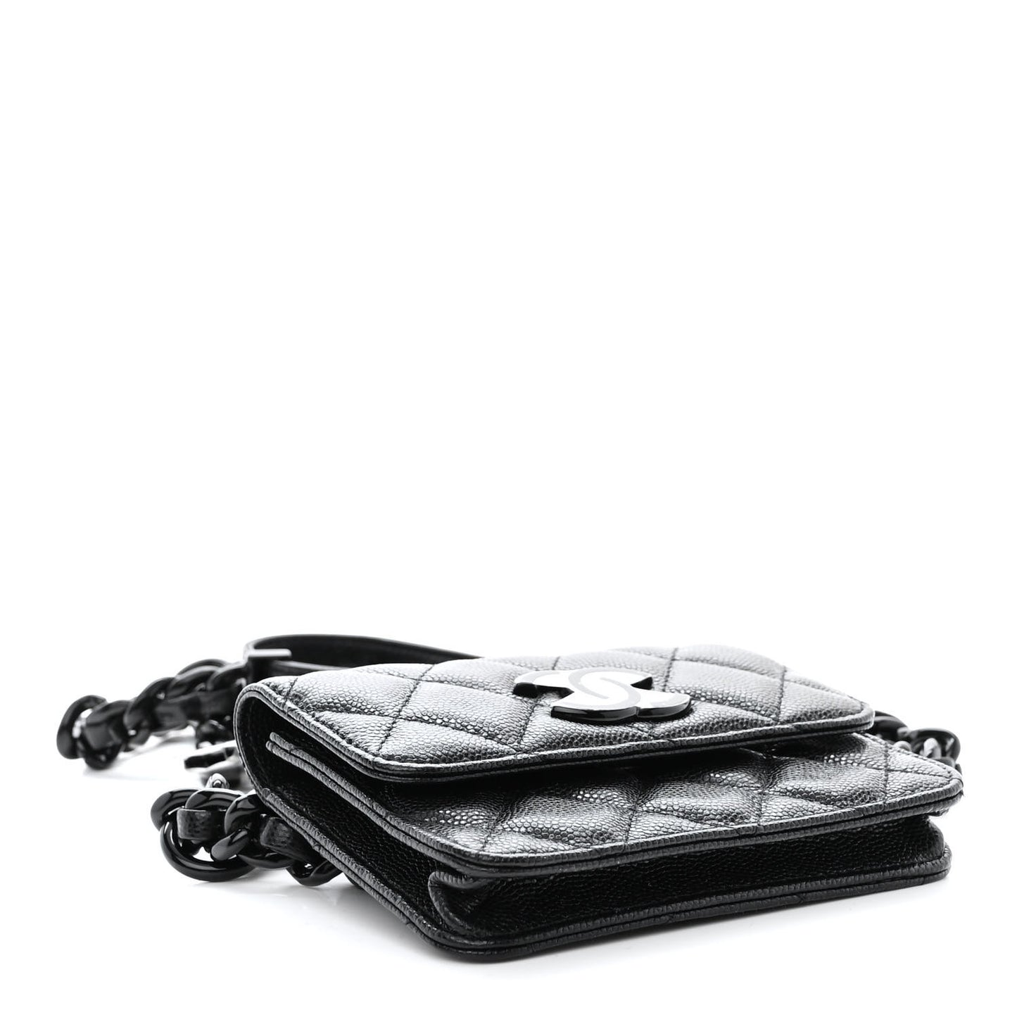Caviar Quilted Incognito Belt Flap Card Holder Black