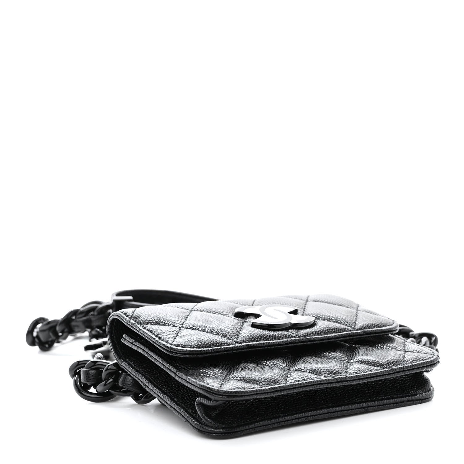 Chanel Caviar Quilted Incognito Belt Flap Card Holder Black 4 of 11
