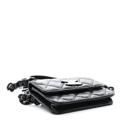 Chanel Caviar Quilted Incognito Belt Flap Card Holder Black 4 of 11