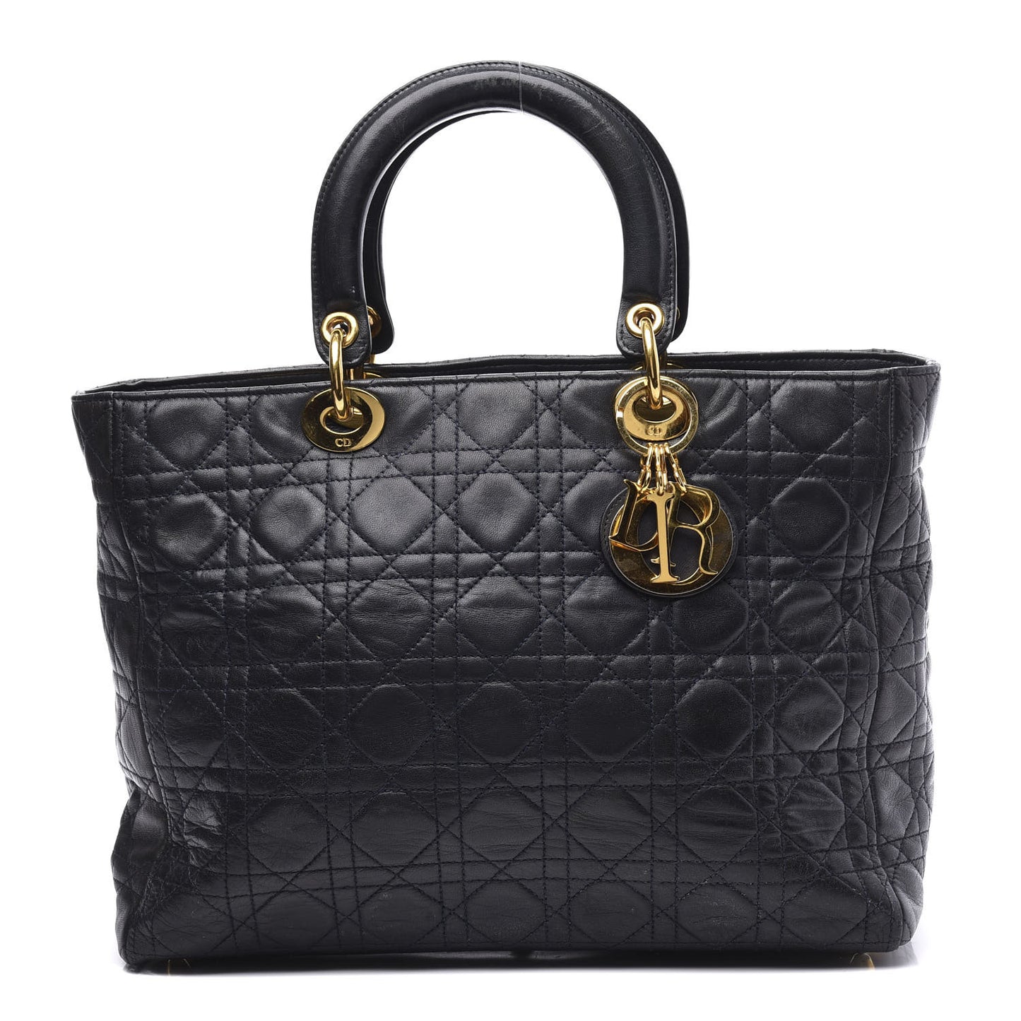 Lambskin Cannage Large Lady Dior Navy