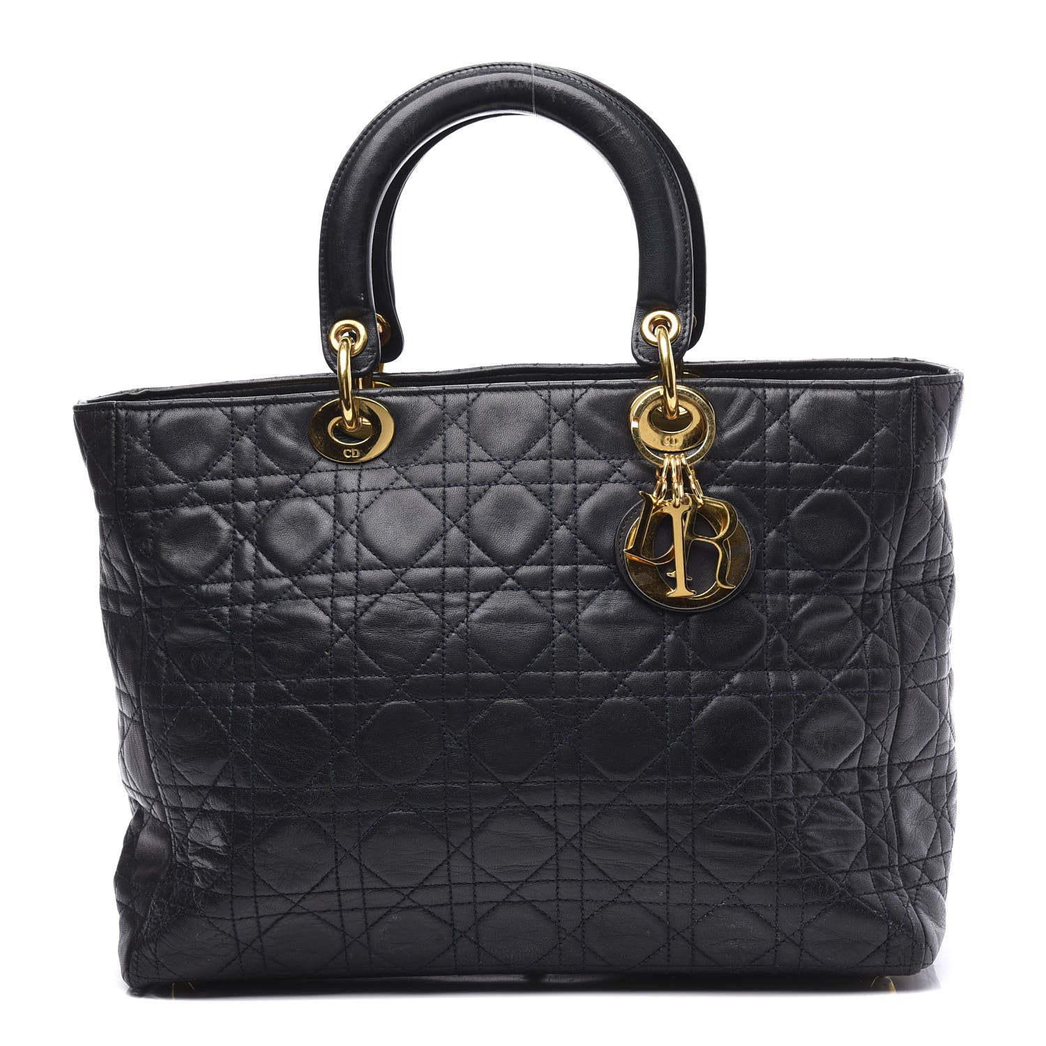 Christian Dior Lambskin Cannage Large Lady Dior Navy 1 of 10