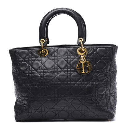 Christian Dior Lambskin Cannage Large Lady Dior Navy 1 of 10