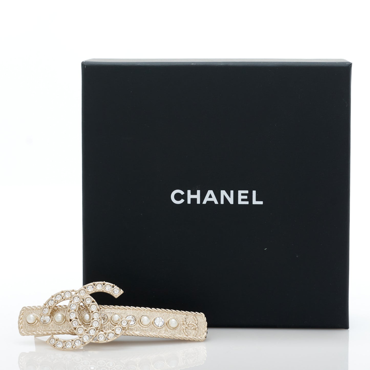 Metal Crystal Pearl CC Hair Clip Gold Pearly White