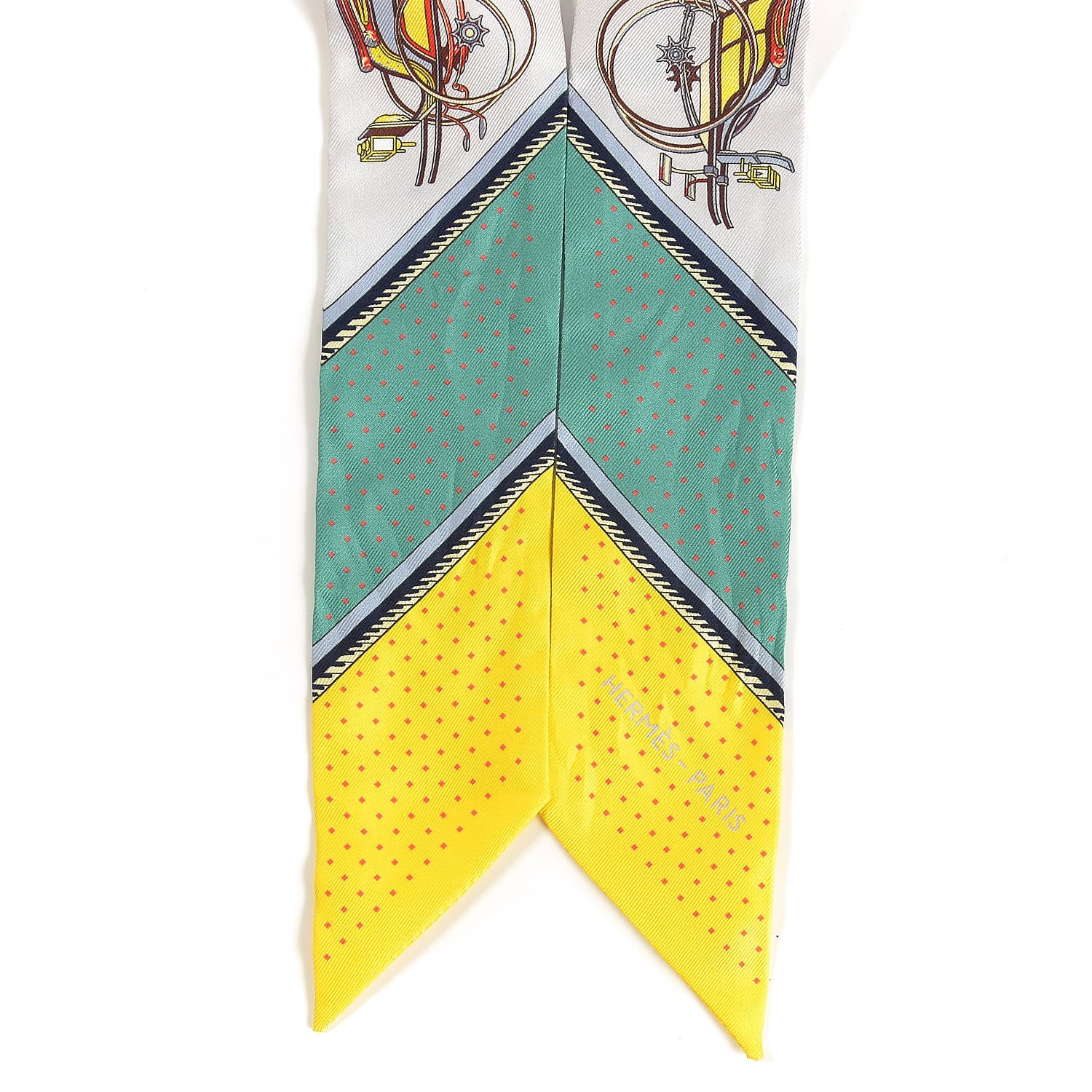 Hermes Silk Les Voitures A Transformation Twilly Gris Perle Rouge Jaune Vif 5 of 5