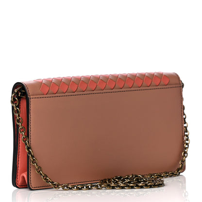 Bottega Veneta Nappa Intrecciato Studded Embellished Chain Wallet Tan Corallo 2 of 14