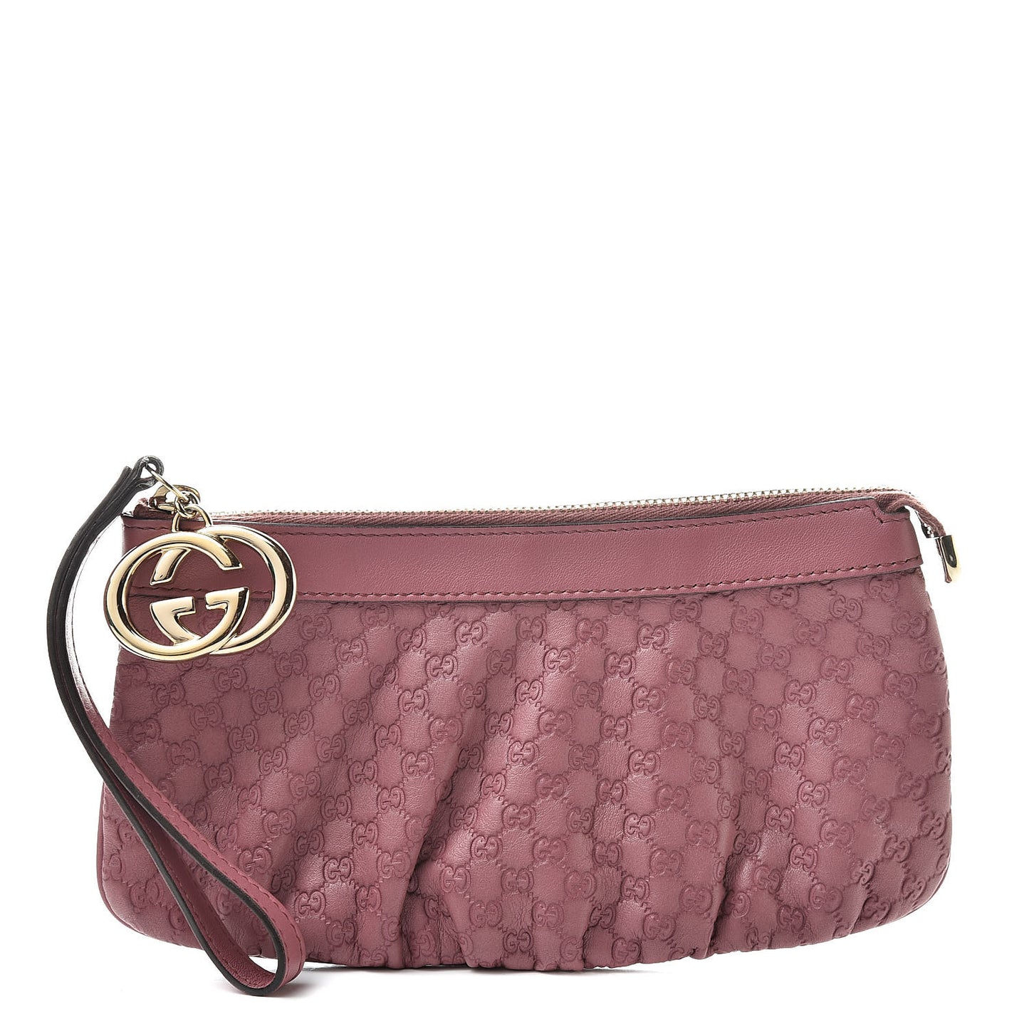 Metallic Guccissima New Britt Wristlet Pink