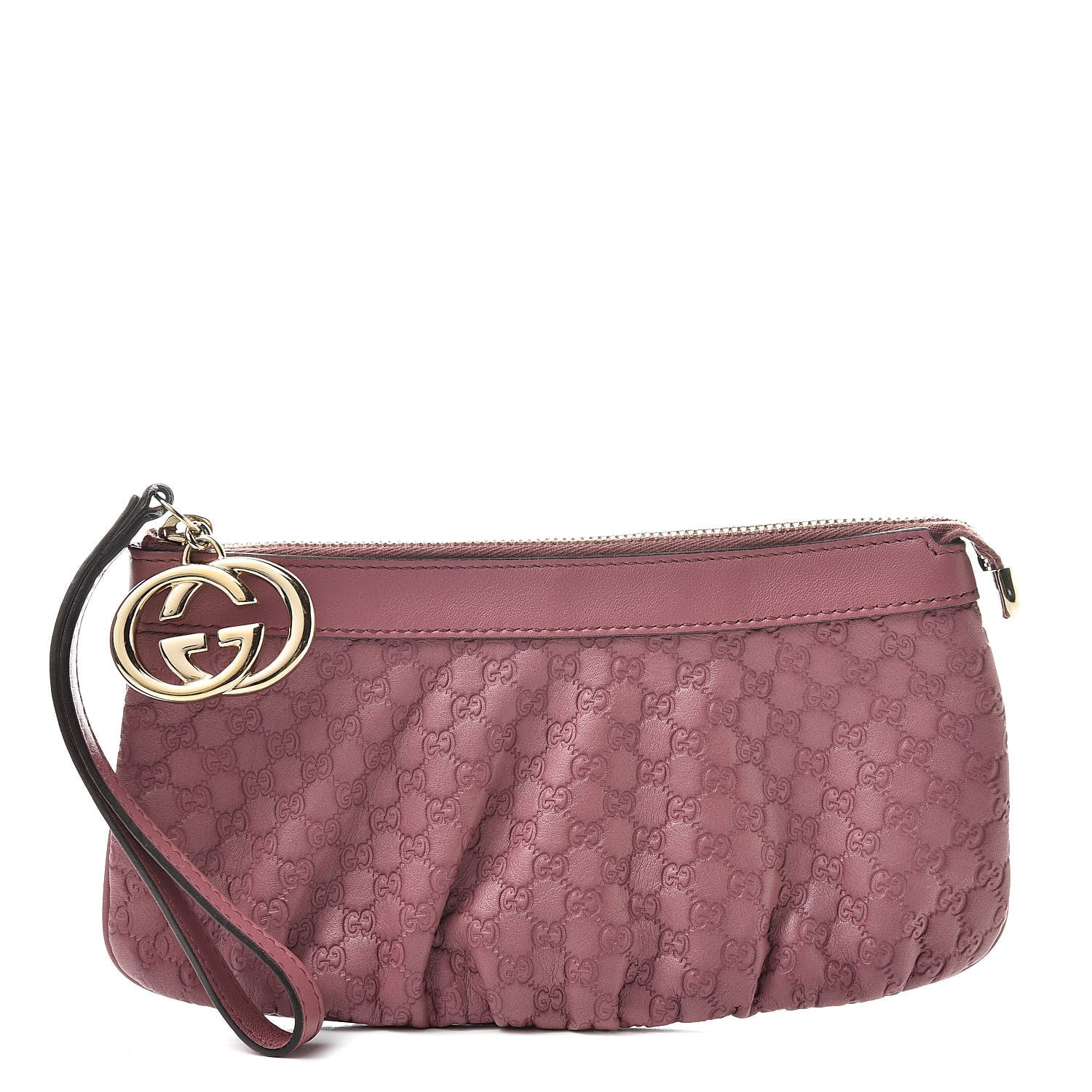 Gucci Metallic Guccissima New Britt Wristlet Pink 1 of 7