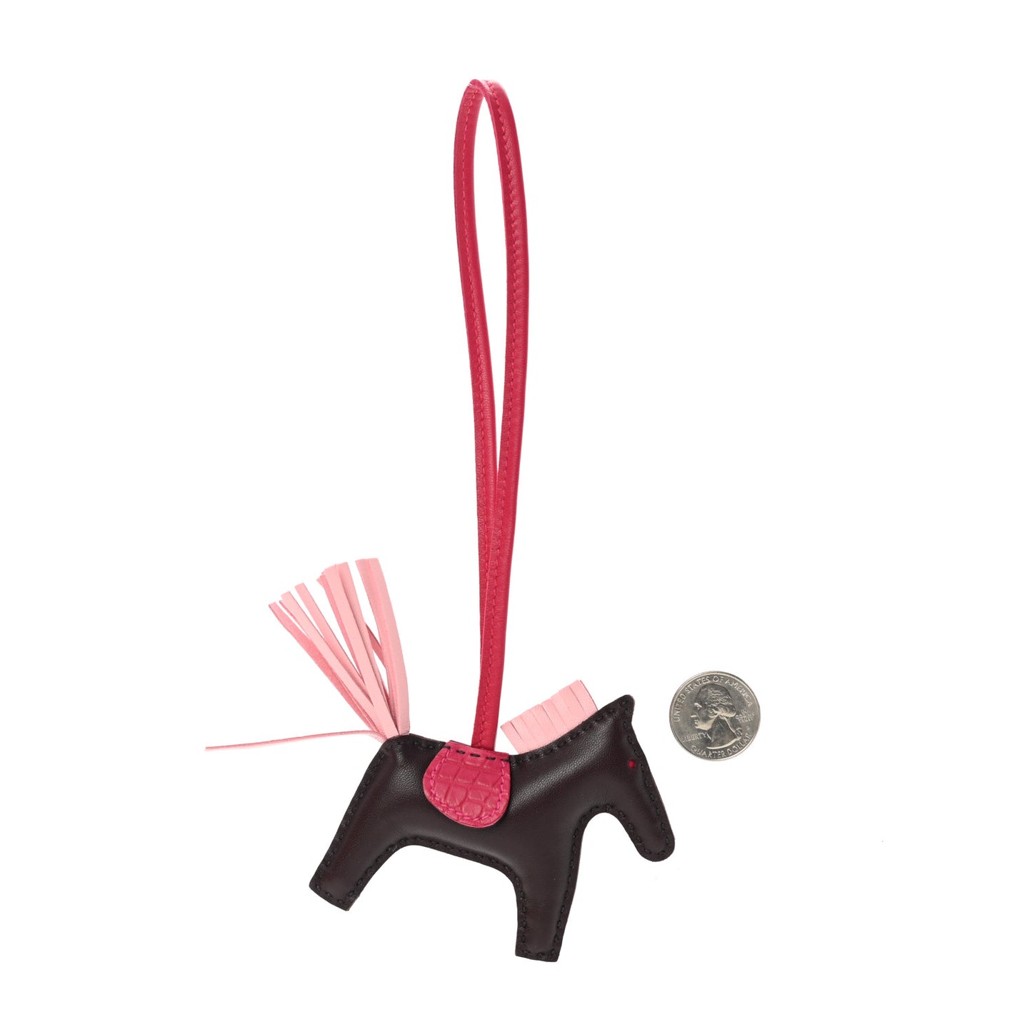 Milo Lambskin Matte Alligator Touch Grigri Rodeo Horse Bag Charm PM Rouge Sellier Framboise Rose Sakura