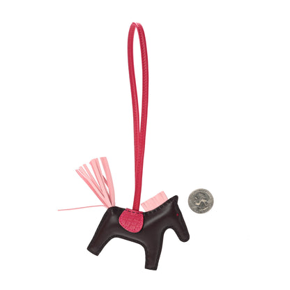 Hermes Milo Lambskin Matte Alligator Touch Grigri Rodeo Horse Bag Charm PM Rouge Sellier Framboise Rose Sakura 2 of 5