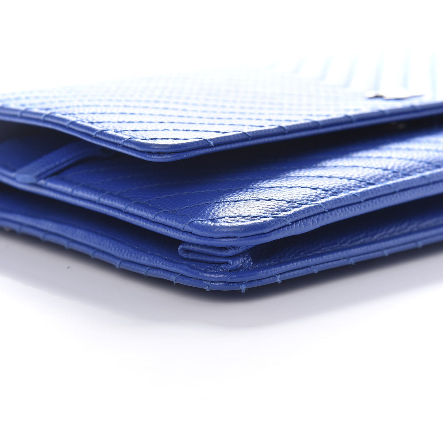 Caviar Chevron Quilted Wallet On Chain WOC Bright Blue