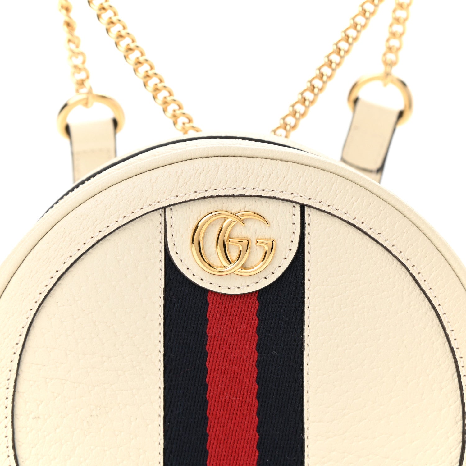Gucci Textured Calfskin Web Mini Ophidia Round Backpack Mystic White 8 of 11