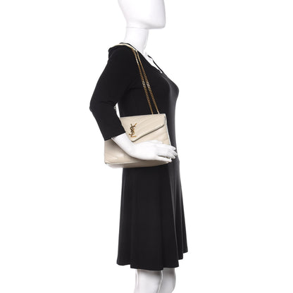 Saint Laurent Calfskin Y Quilted Monogram Small Loulou Chain Satchel Crema Soft 2 of 12