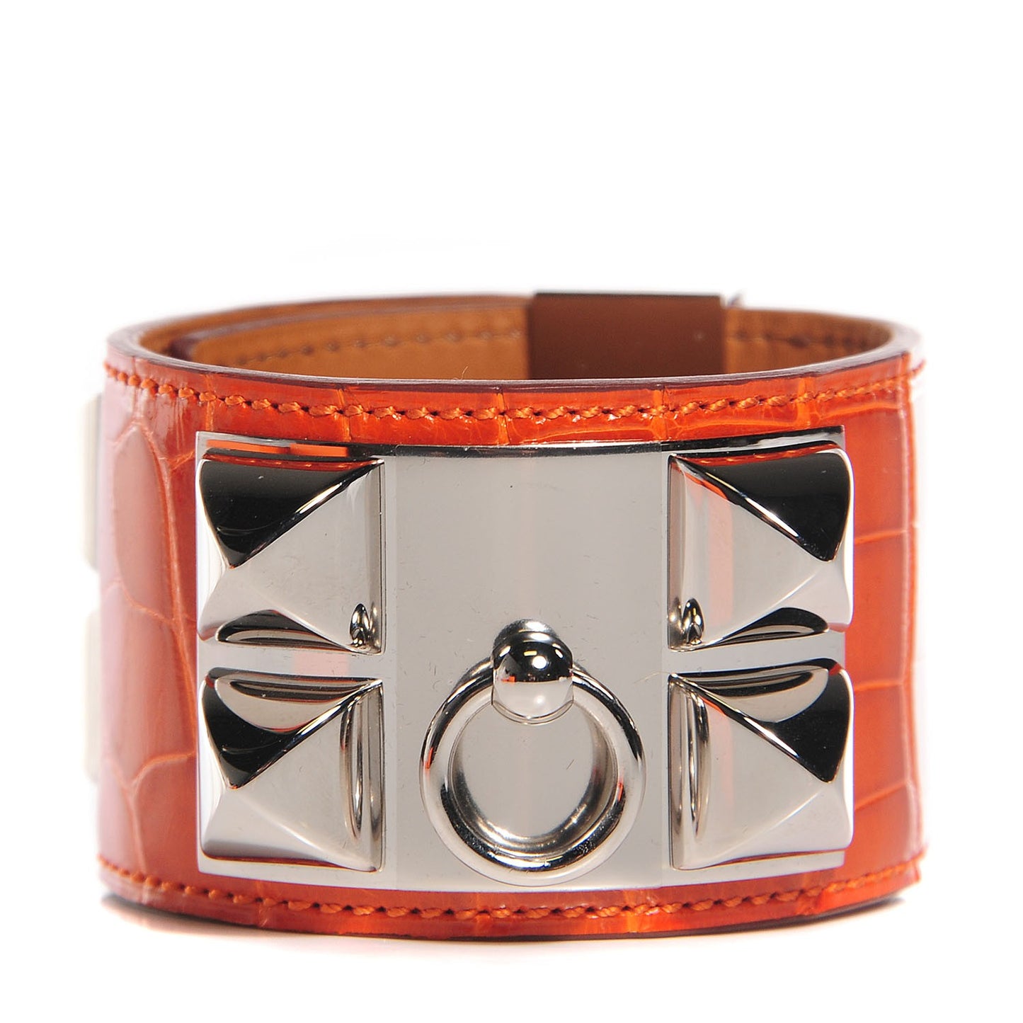 Shiny Alligator Collier De Chien CDC Bracelet Orange Small