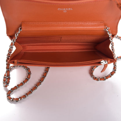 Chanel Goatskin Embossed Wallet On Chain WOC Orange 5 of 7