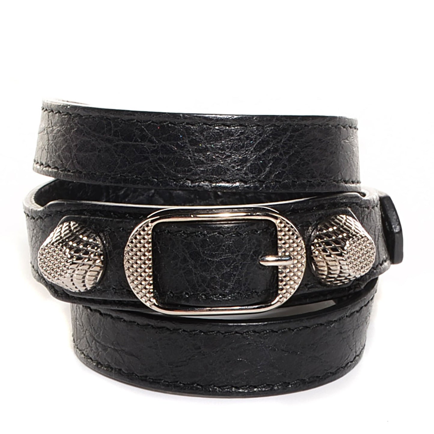 Agneau Giant Silver Hardware Triple Tour M Braceletedium Black