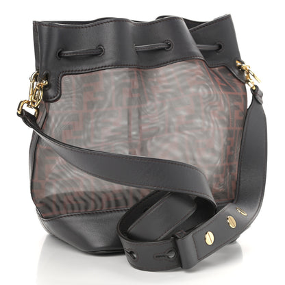 Fendi Mesh Vitello Grace F is Fendi FF 1974 Grande Mon Tresor Bucket Bag Marrone Black Ebano 2 of 9