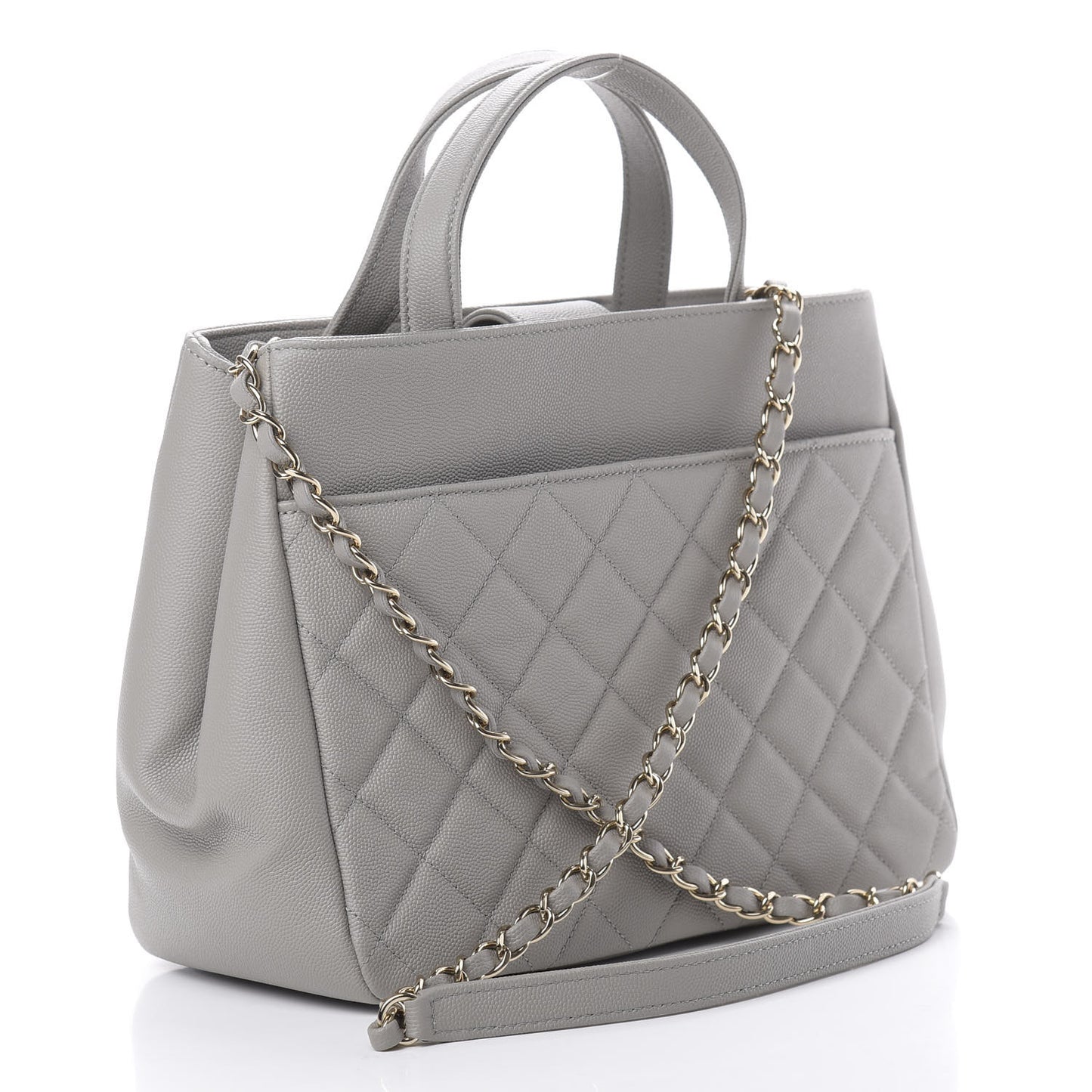 Caviar Quilted Small Business Affinity Shopping Bag Grey