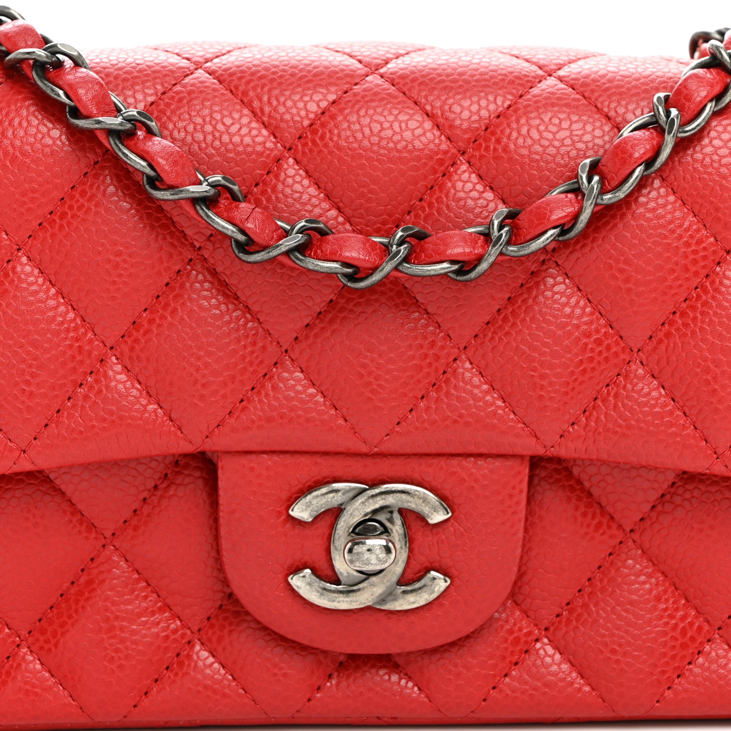 Chanel Caviar Quilted Mini Rectangular Flap Red 8 of 11