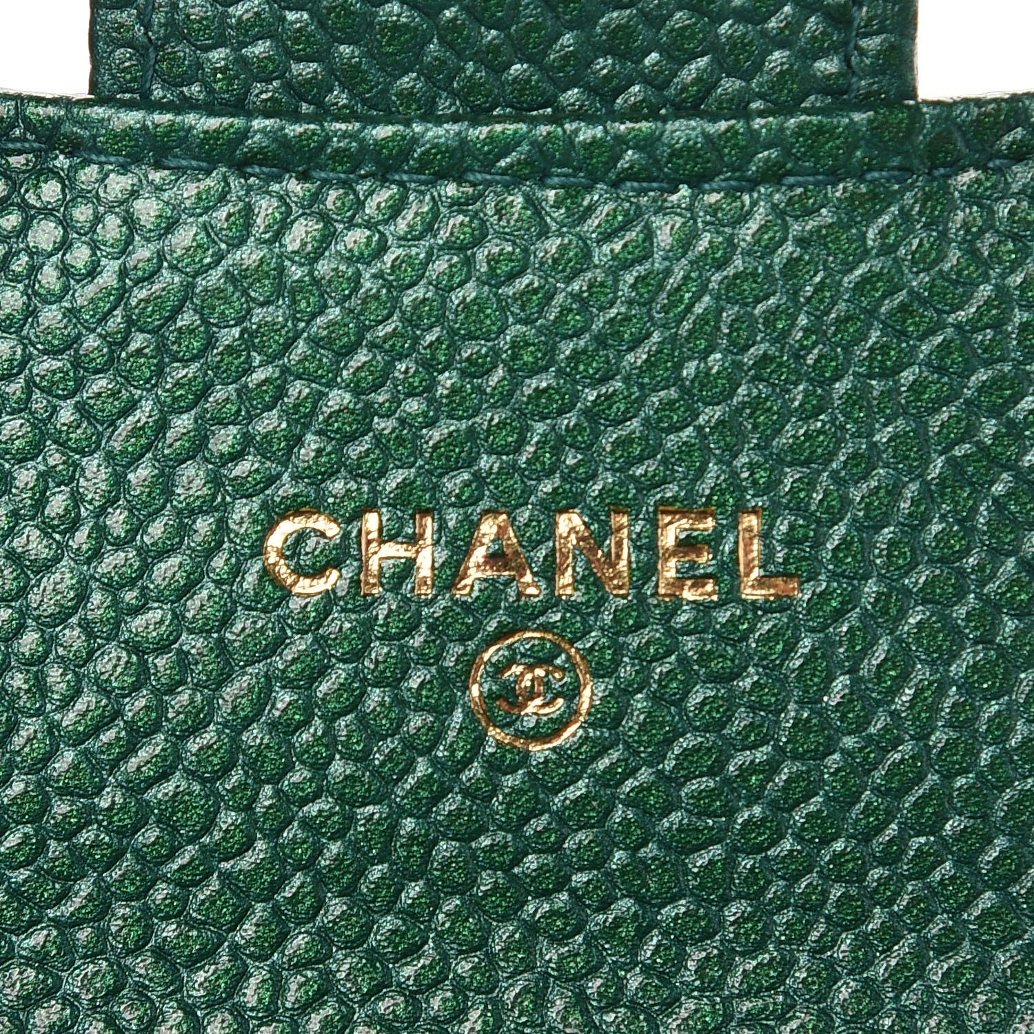 Chanel Metallic Caviar Quilted Card Holder Green 6 of 9
