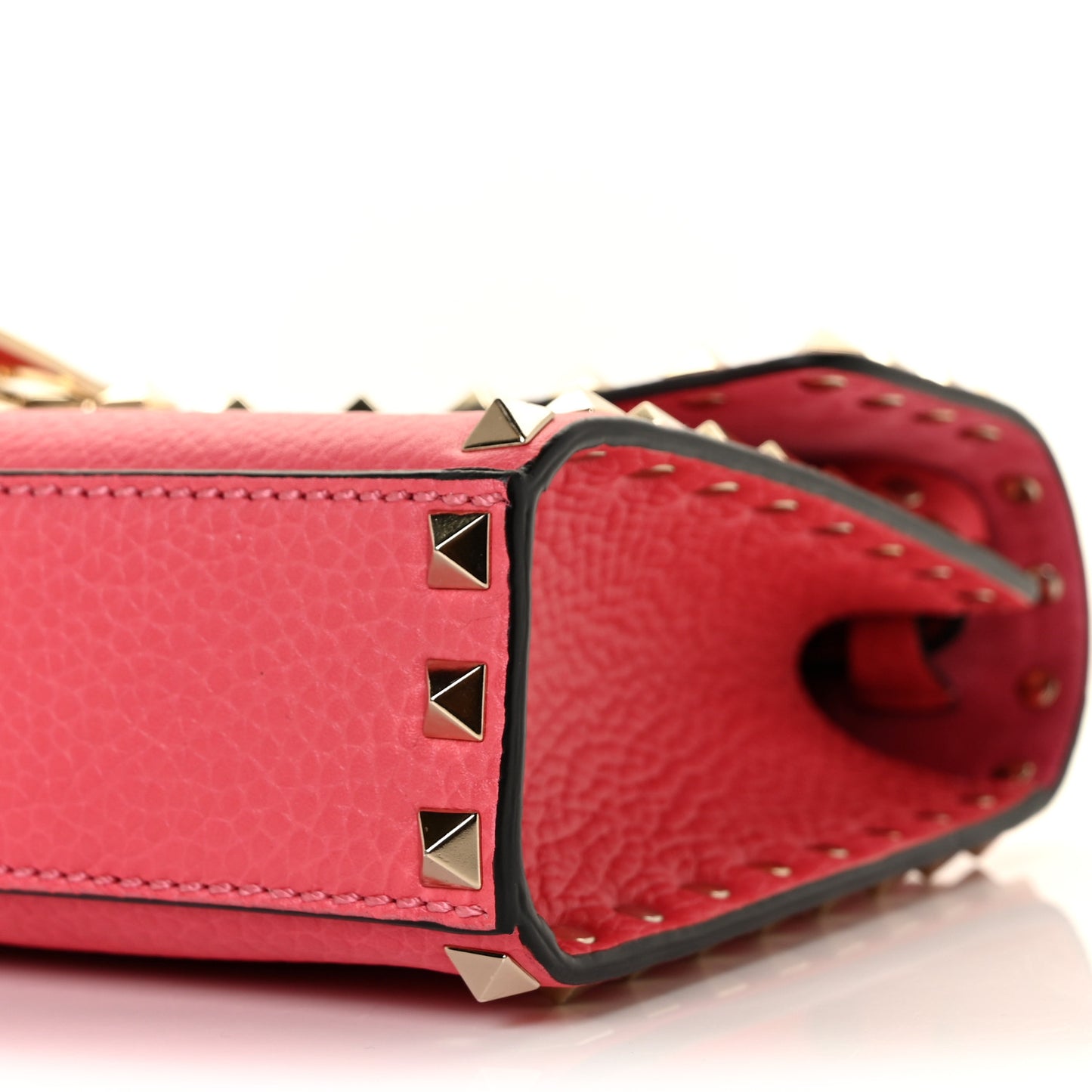 Pebbled Calfskin Medium Rockstud Flip Lock Crossbody Bag Pink