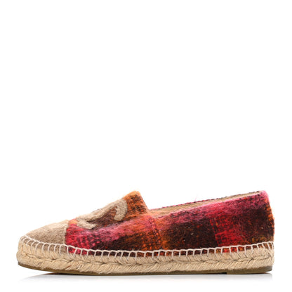 Chanel Tweed CC Espadrilles 38 Brown Pink 1 of 9