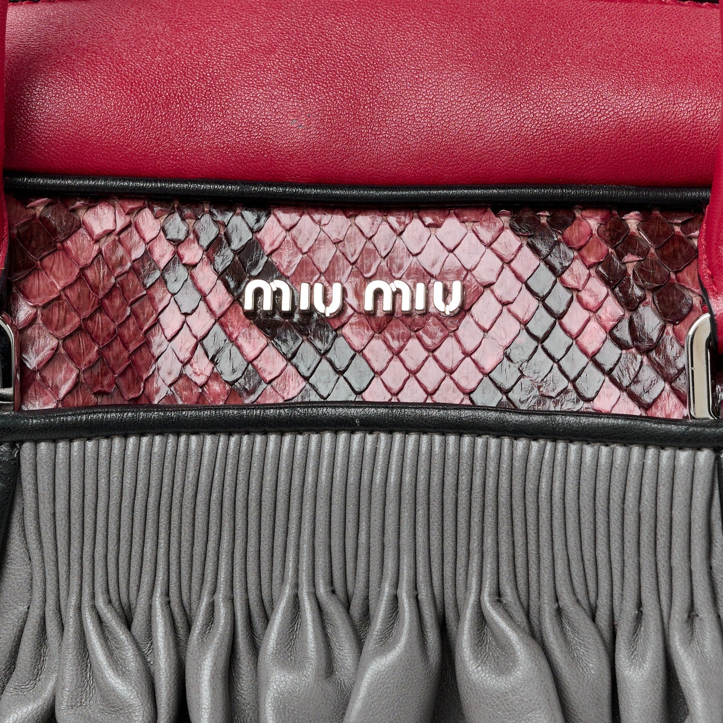 Nappa Snakeskin Bowler Grey Red