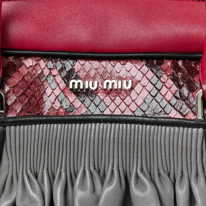 Miu Miu Nappa Snakeskin Bowler Grey Red 9 of 11