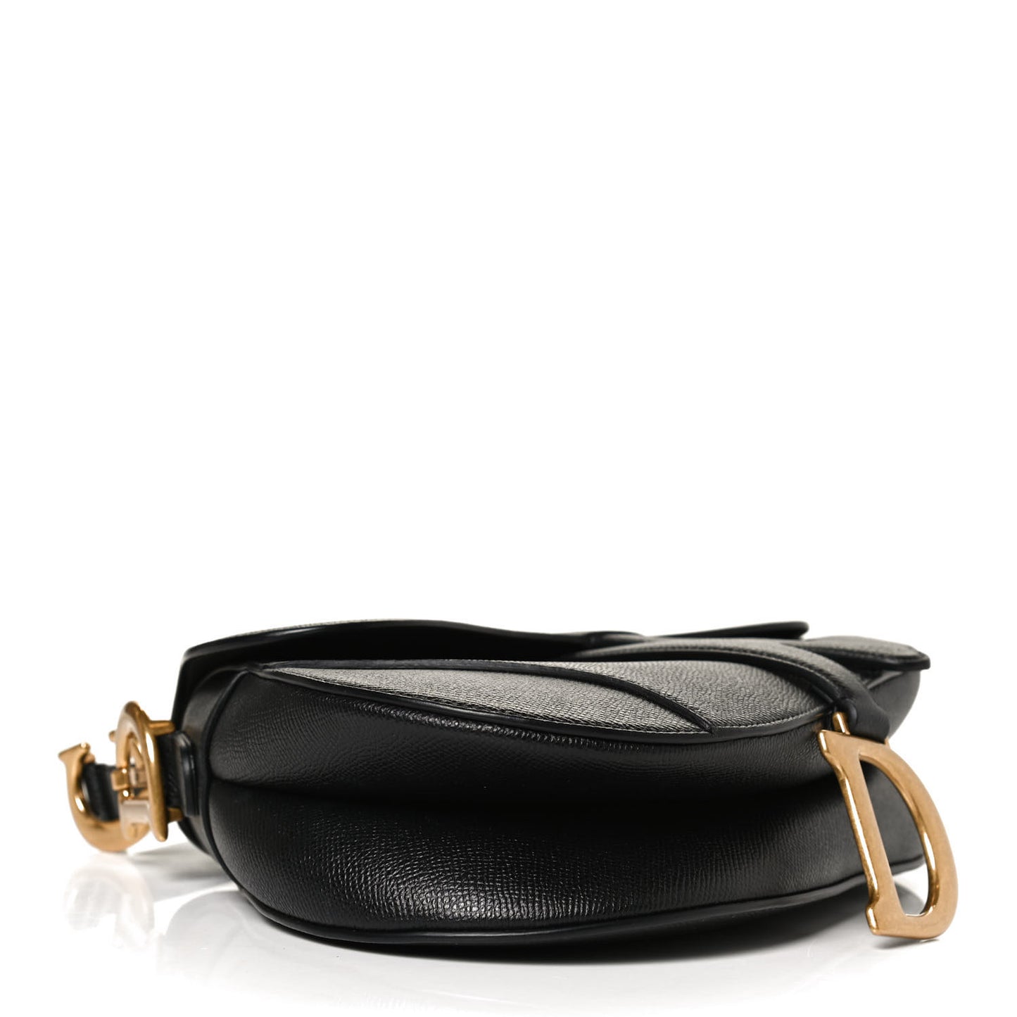 Grained Calfskin Saddle Bag Black