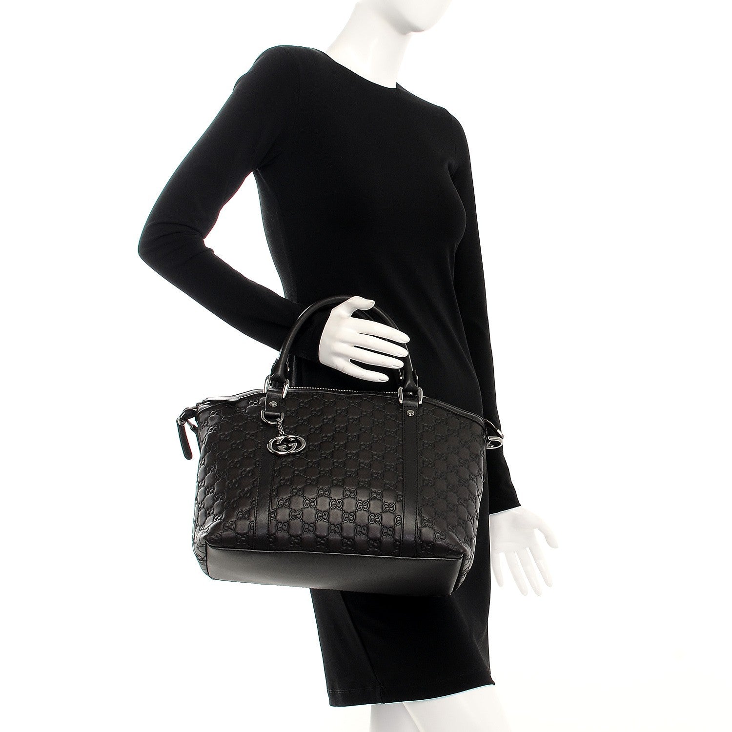 Gucci Guccissima Medium GG Charm Dome Satchel Dark Brown 3 of 8