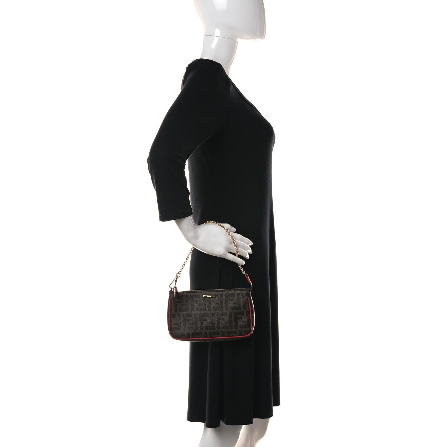 Fendi Spalmati Zucca Pochette Tobacco Red 3 of 10