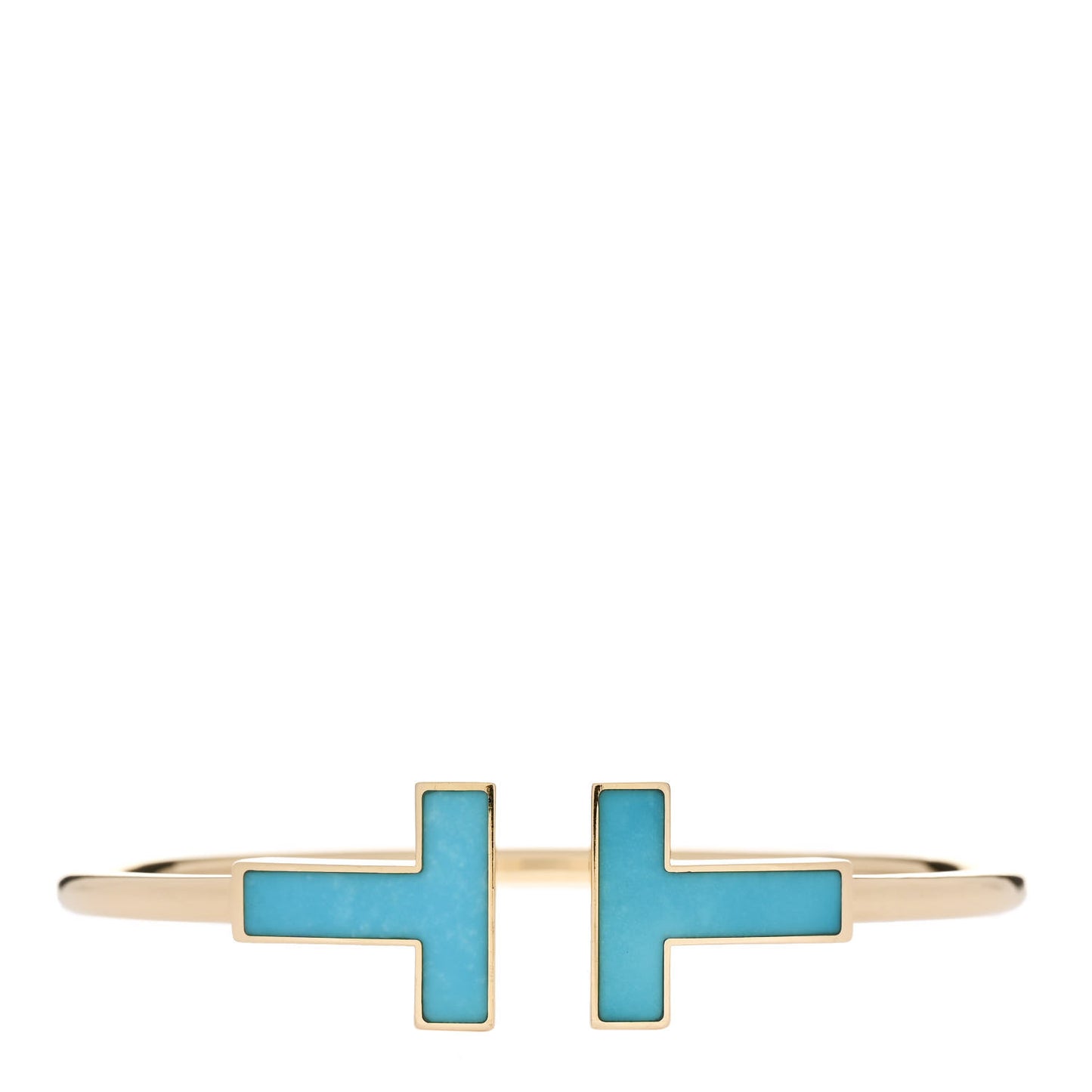 18K Yellow Gold Turquoise Wide T Wire Bracelet
